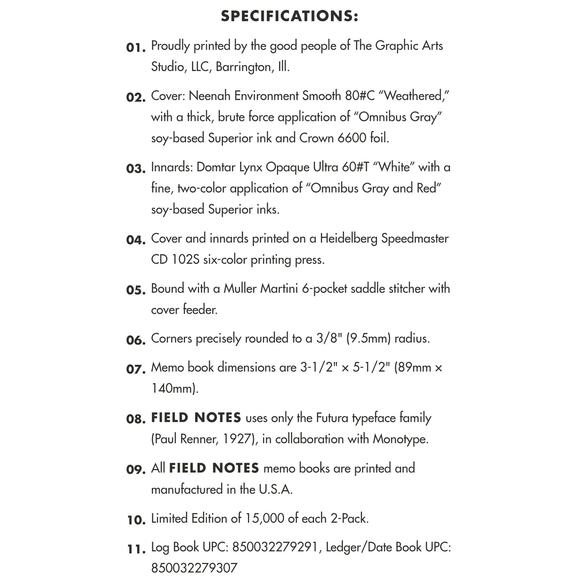 New Sealed Field Notes Quarterly Limited Edition 2 Pack Ledger and Date Log Book - Picture 7 of 7